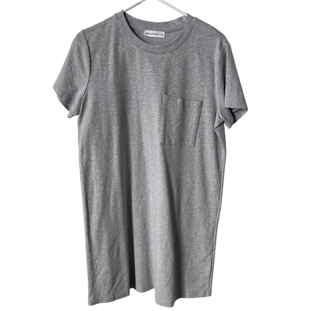 Abela Story + Co Short Sleeve T Shirt Dress Womens XL Crewneck Pocket Tee Cotton